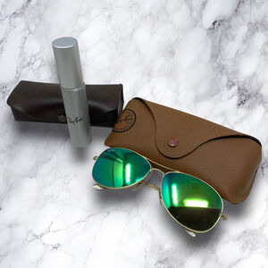 Ray-Ban Cockpit Aviator 112/19 Green Mirror 60mm Sunglasses + Case Cleaning Kit